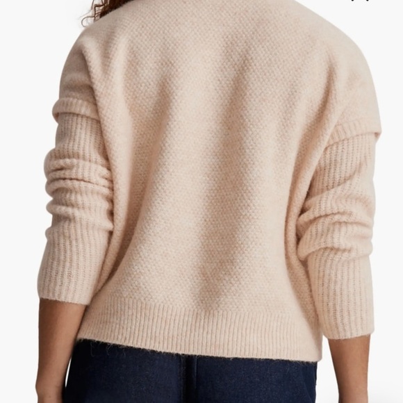 Madewell Plus Cable Havener Pullover Sweater light pink size M Alpaca wool - Picture 4 of 13